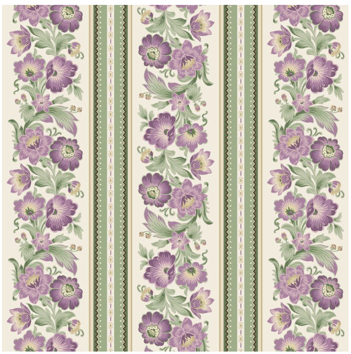 Vivienne - Floral Stripe - Cream by Marcus Fabrics