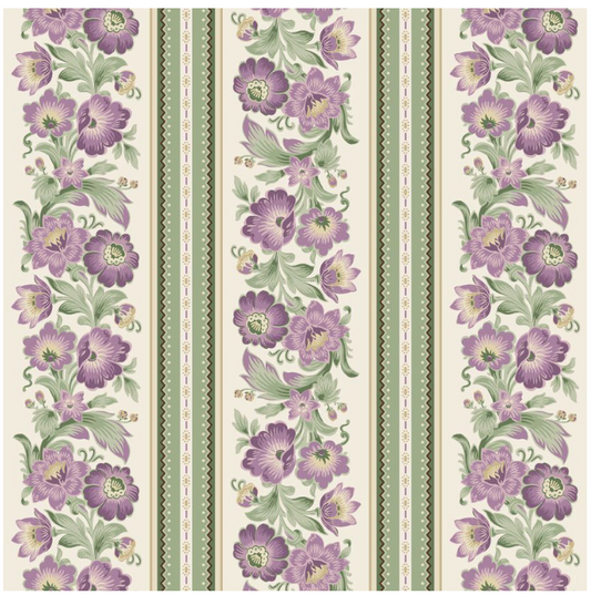 Vivienne - Floral Stripe - Cream by Marcus Fabrics