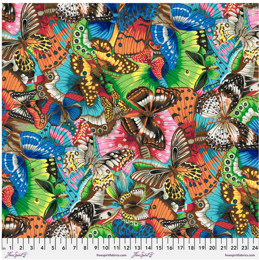 Treasure Island Snow Leopard Designs - Tropical Butterflies Multi by Free Spirit