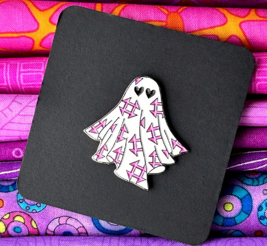 Quilt Ghost Enamel Pin - Pink