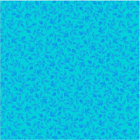 Indigo Garden - Dotted Leaves CD3417 Teal by Timeless Treasures