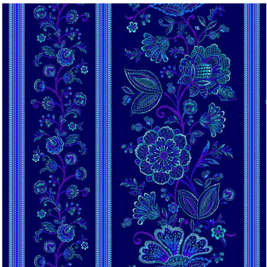 Indigo Garden - 11" Stripes Sapphire&nbsp;CD3412 by Timeless Treasures