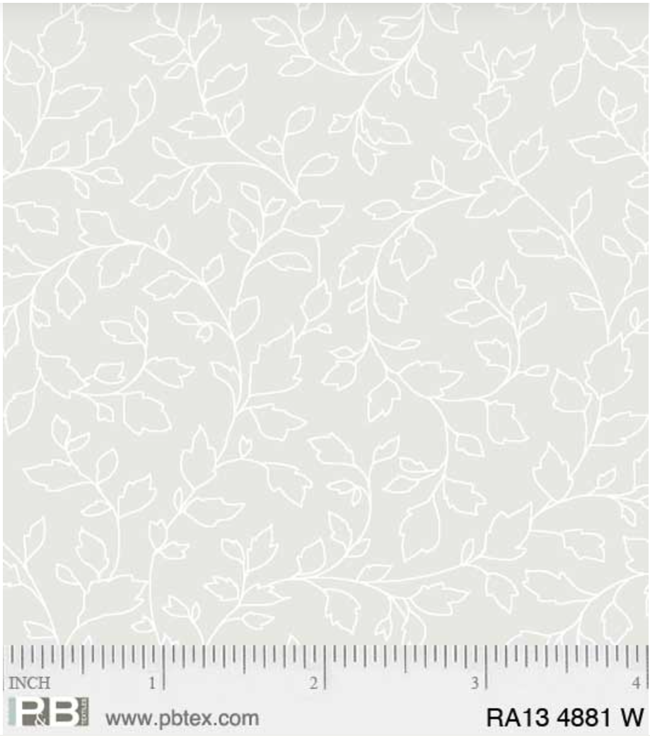 Ramblings 13 04885 - Leaves & Vine White on Cream by P&B Textiles