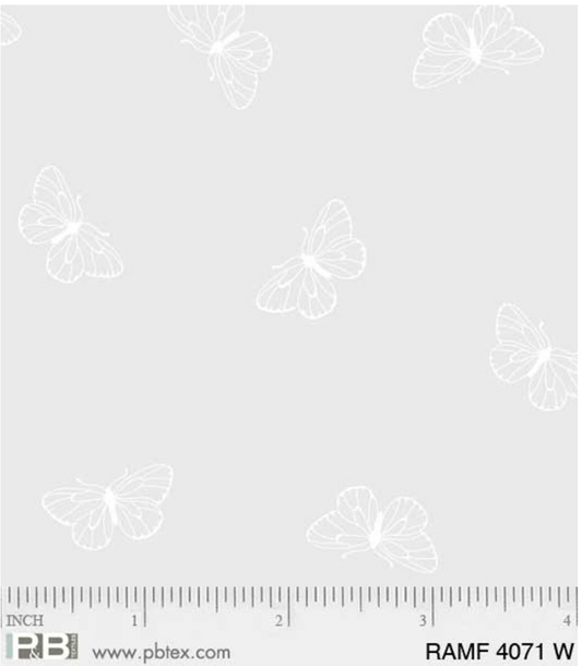 Ramblings Fun 004071 - White on White Butterflies by P&B Textiles