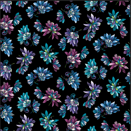 Xanadu - Floral Black/Multi by Benartex