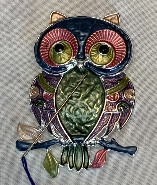 Owl Jewel Tone Needle Nanny - Silver Tone Accents