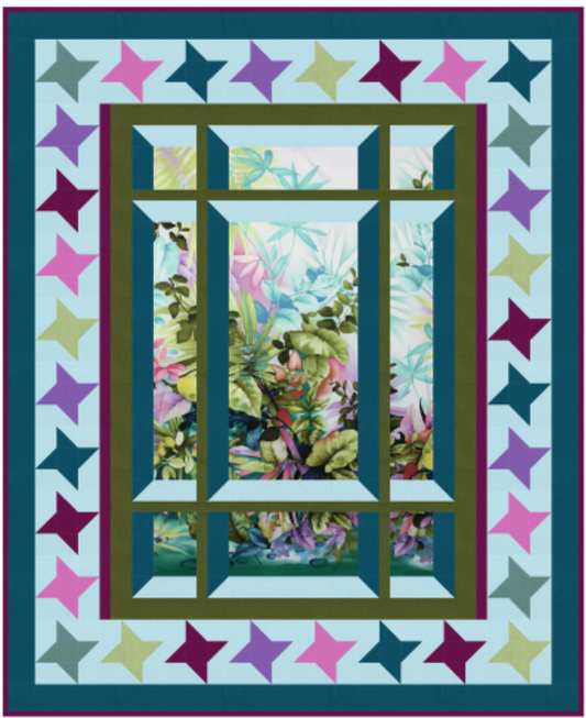 Modern Window 2 with Star Border Pattern by Michael Miller Fabrics