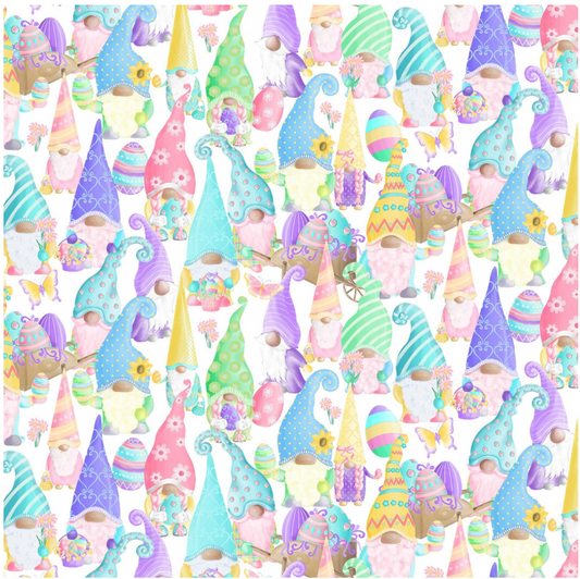 Spring Garden Gnomes - Spring Gnomes on White by Kanvas Studio