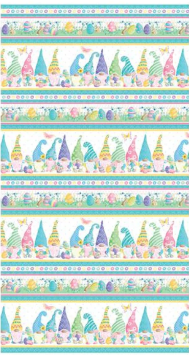 Spring Garden Gnomes - Garden Gnome Stripe Multi by Benartex