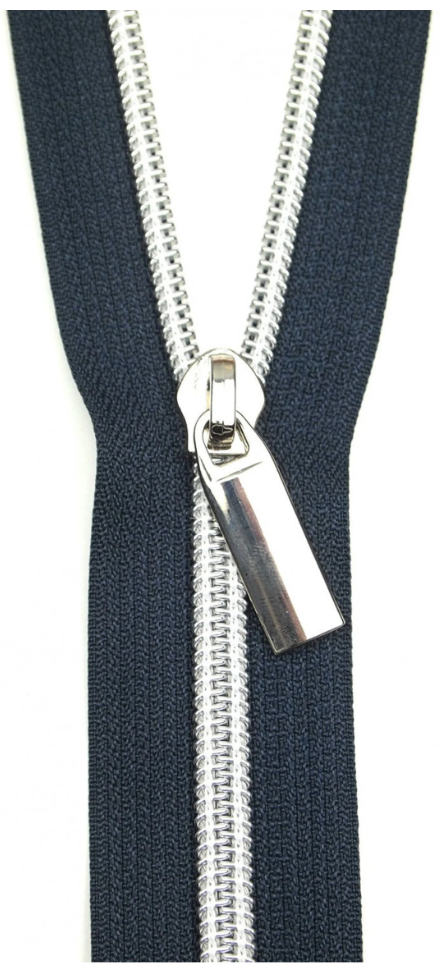 Sallie Tomato - 3 Yard Zipper - Navy Tape & Nickel Coil
