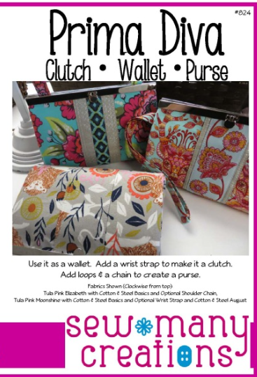 Prima Diva Clutch, Wallet, Purse Pattern by Sew Many Creations