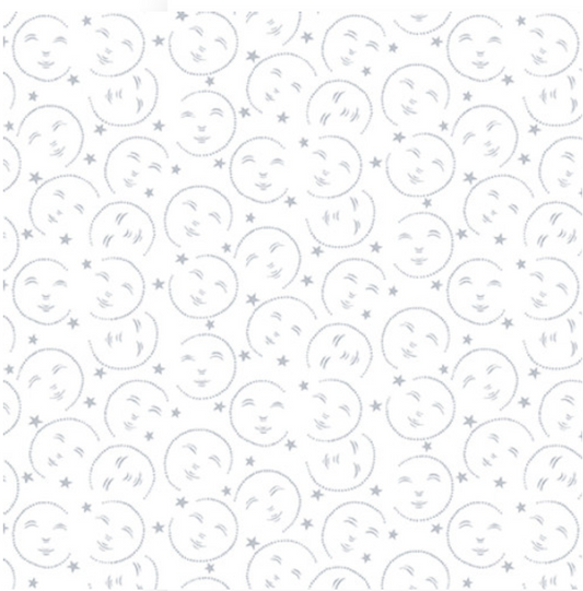 Quilter's Flour V White on White - Moon Faces 1680-01W by Henry Glass