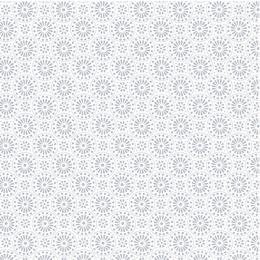 Quilter's Flour V White on White - Geometric Circular Floral 1697-01W by Henry Glass