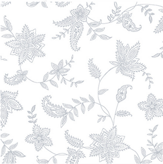 Quilter's Flour V White on White - Lacy Floral 1678-01W by Henry Glass