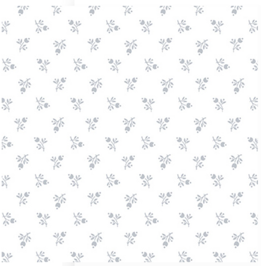 Quilter's Flour V White on White - Small Buds 1694-01W by Henry Glass