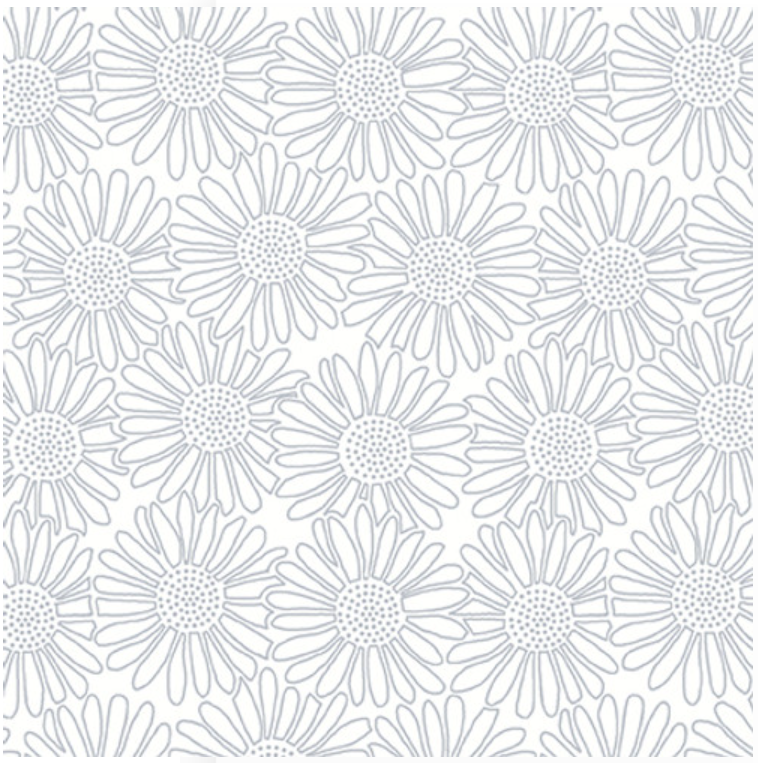 Quilter's Flour V White on White - Stacked Daisies 1688-01W by Henry Glass