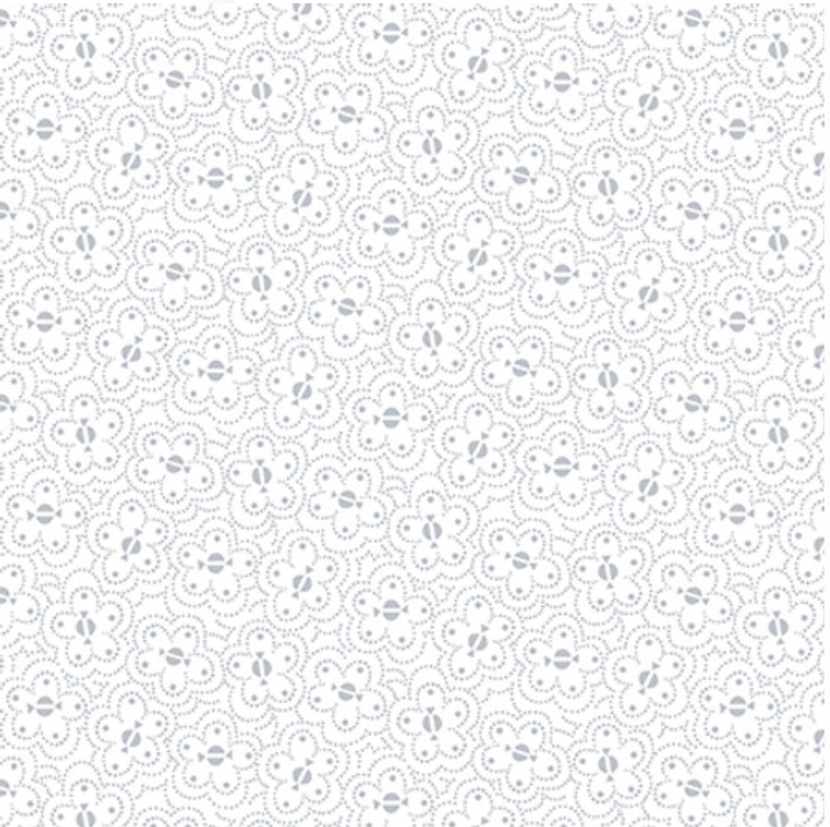 Quilter's Flour V White on White - Dotted Flowers 1682-01W by Henry Glass