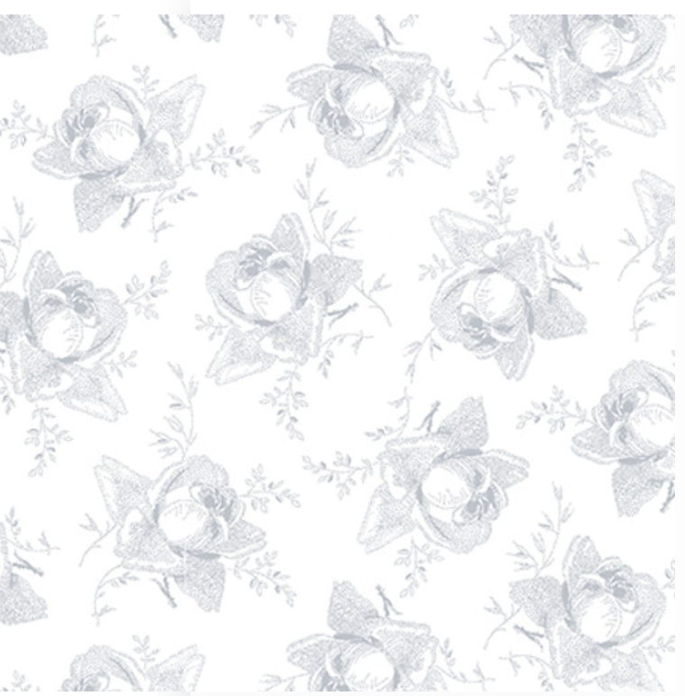 Quilter's Flour V White on White - Stylized Rose 1693-01W by Henry Glass