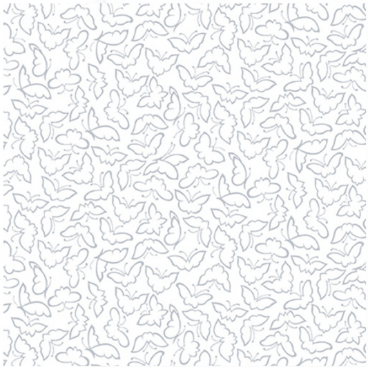 Quilter's Flour V White on White - Butterflies 1690-01W by Henry Glass