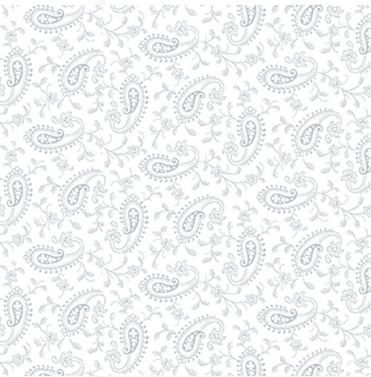 Quilter's Flour V White on White - Paisley 1695-01W by Henry Glass