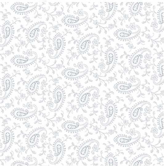 Quilter's Flour V White on White - Paisley 1695-01W by Henry Glass