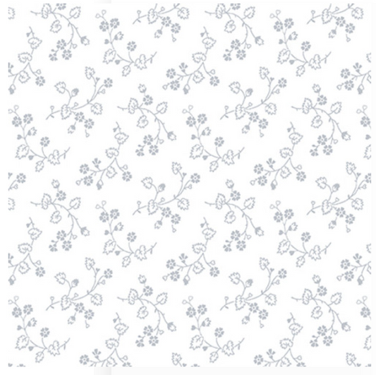 Quilter's Flour V White on White - Vines 1687-01W by Henry Glass