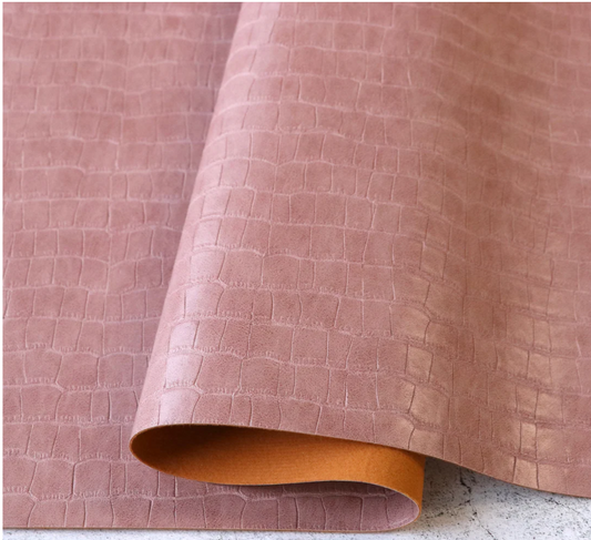 Sallie Tomato High Quality Faux Leather - Blush Pink Crocodile