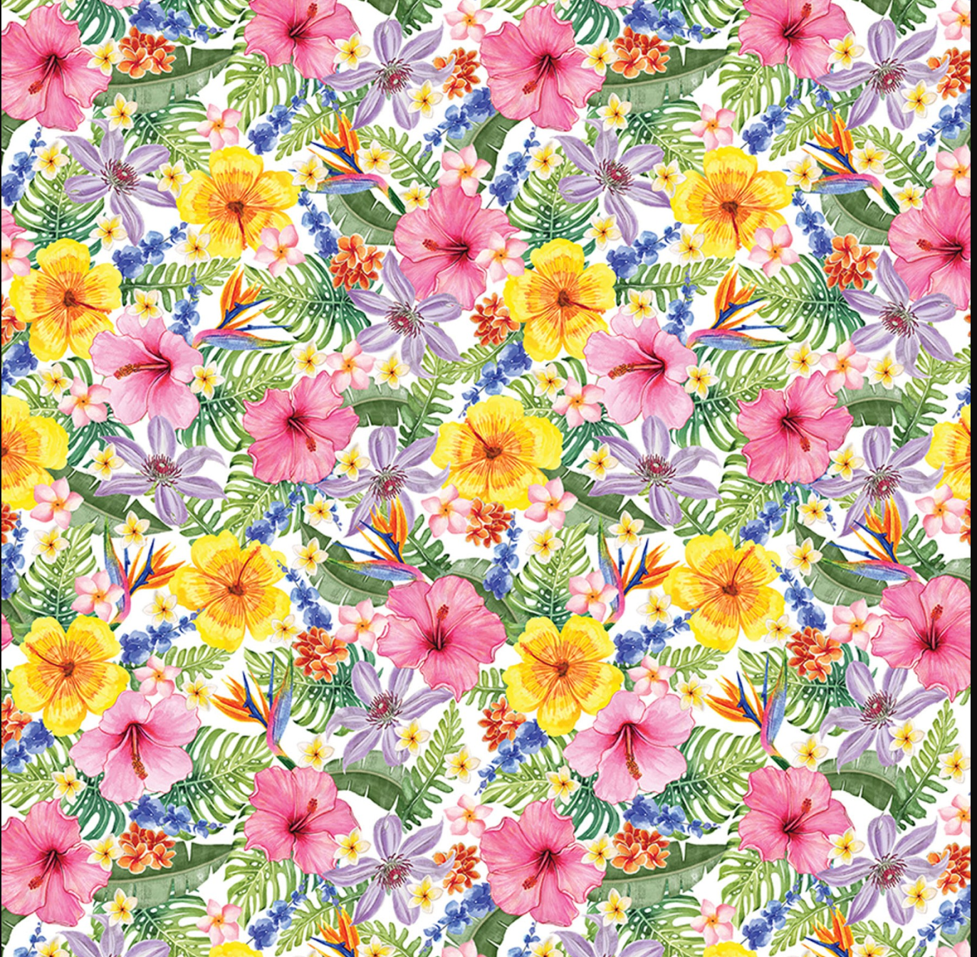 Paradise Awaits - Tropical Garden White by Benartex
