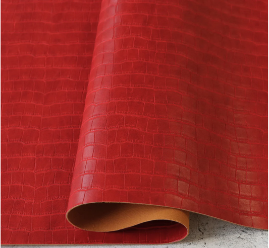 Sallie Tomato High Quality Faux Leather - Crimson Red Crocodile