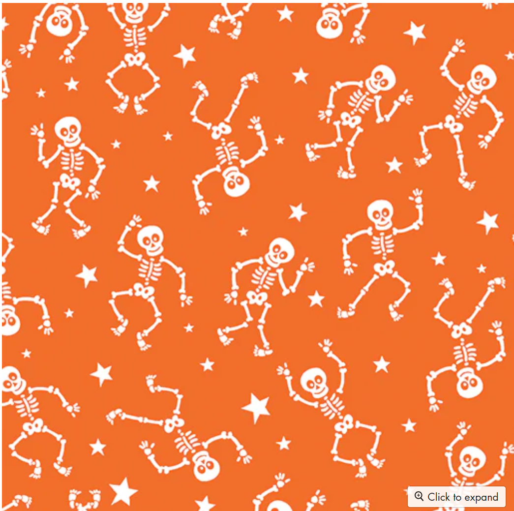 Glow-O-Ween - Glowing Skeletons - Orange by Benartex