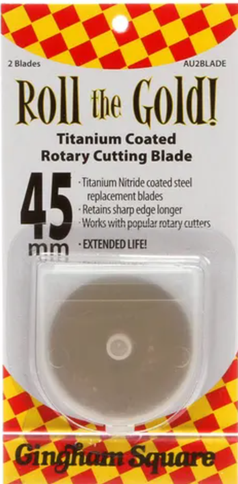 Roll the Gold! Titanium Coated Rotary Cutting Blades Pkg of 2 by Gingham Square