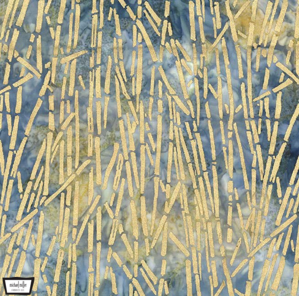 Tropical Batiks Metallic - Golden Bamboo Batik - Slate BTM8515-SLAT-D by Michael Miller