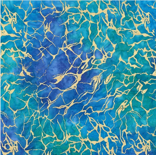 Tropical Batiks Metallics - Sea Water BTM8514-TURQ-D by Michael Miller
