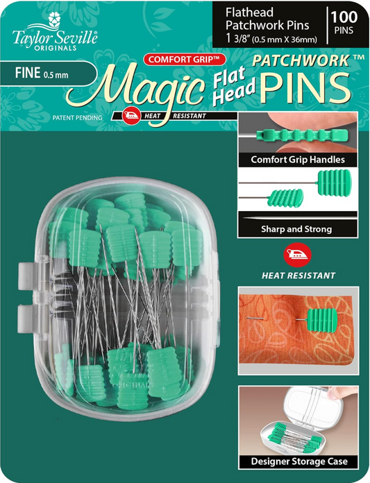 Magic Pins - Flathead Patchwork Pins Fine Extra-Long 1 5/8" - Pkg of 100