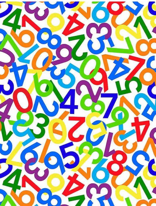 Numbers Dance on White FUN-C8579 by Timeless Treasures