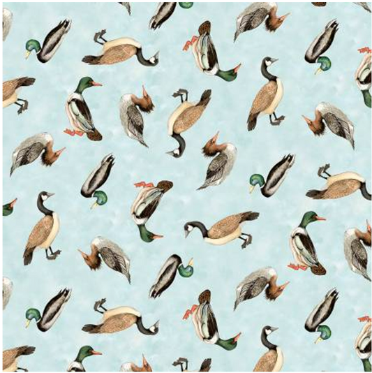 Down by the Lake - Duck Toss 39730 492 Light Blue by Wilmington Prints