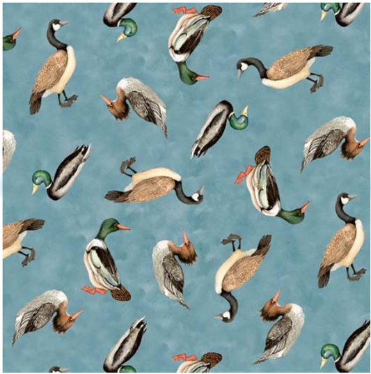 Down by the Lake - Duck Toss 39730 490 Dark Blue by Wilmington Prints