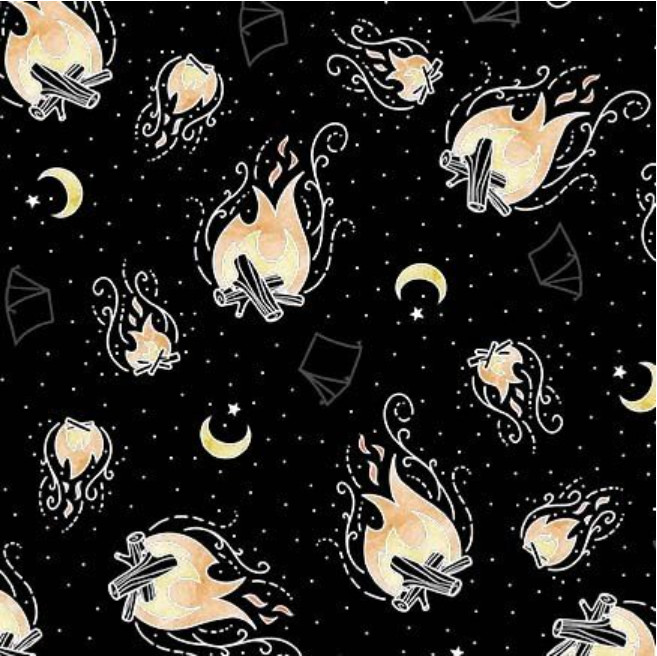 By the Light of the Fire - Glow in the Dark DG10459-BLAC-D by Michael Miller Fabrics