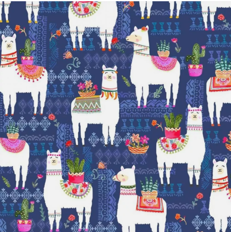 La Llama -CX9416-Navy-D by Michael Miller Fabrics