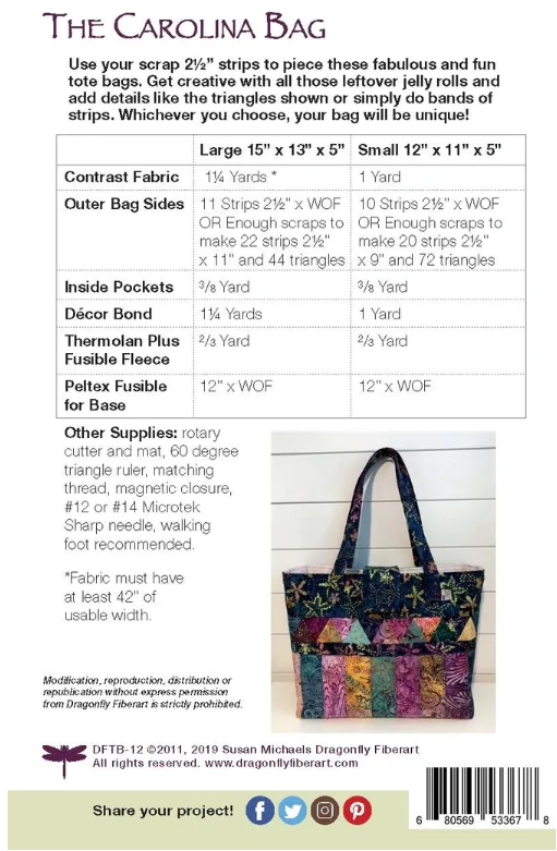 The Carolina Bag Pattern by Dragonfly Fiberart Pattern Company