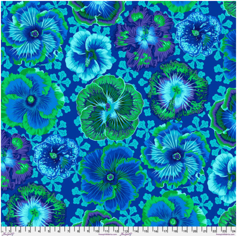 Kaffe Fassett Stash - Floating Hibiscus Blue PWPJ122 by Free Spirit
