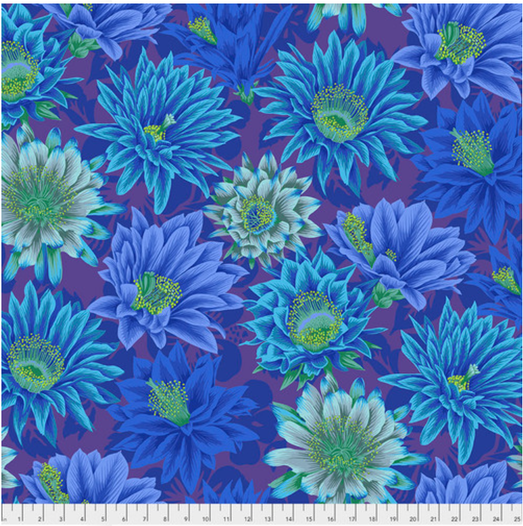 Kaffe Fassett Classics - Cactus Flower Blue PWPJ096 by Free Spirit