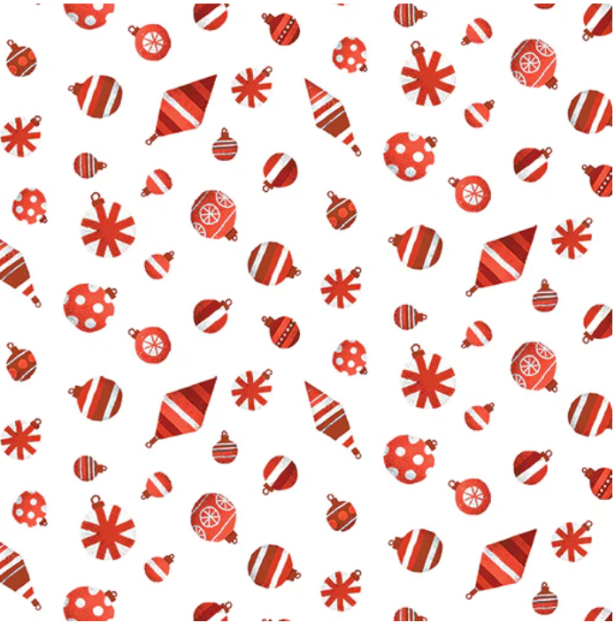 Meowy Christmas - Fa La La Ornaments Red/White 16238-19 by Benartex