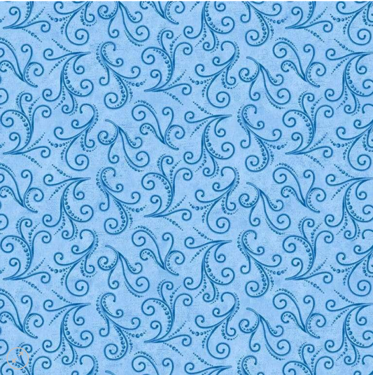 Parrot Habitat - Destiny Swirl Light Blue 16184-05 by Benartex