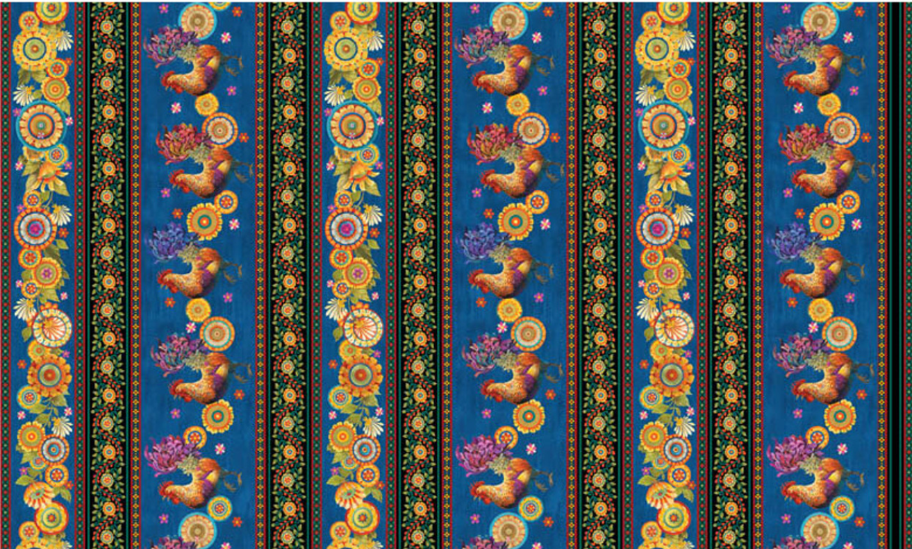 Something to Crow About - Sunshine Farm Stripe Multi 16079-99 by Benartex