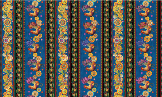 Something to Crow About - Sunshine Farm Stripe Multi 16079-99 by Benartex