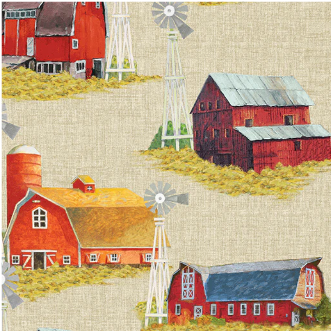 Something to Crow About - Barnyard Barns Natural by Benartex