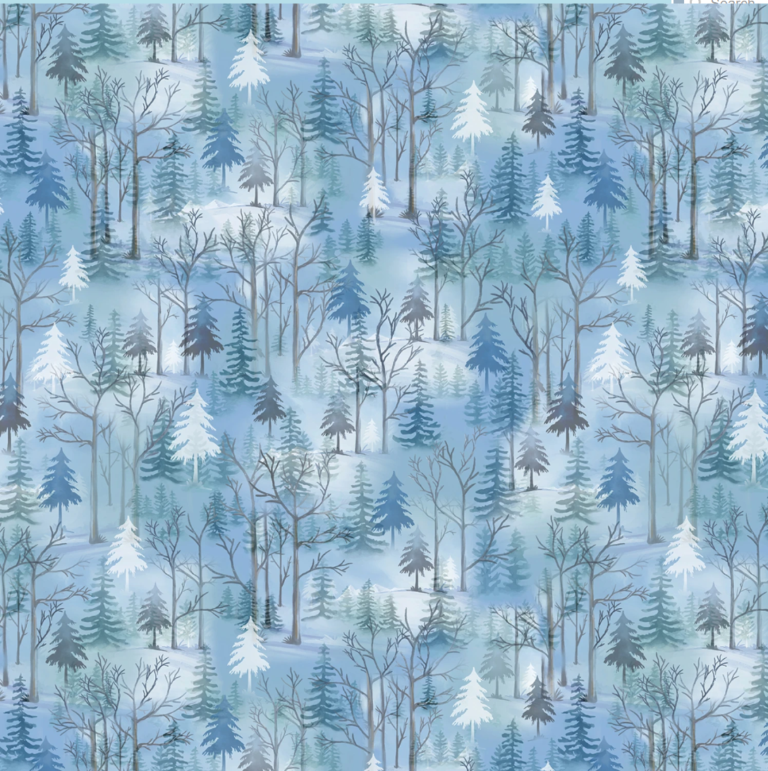 Woodland Wonderland - Pine Woodland Med. Blue 14988-54 by Benartex