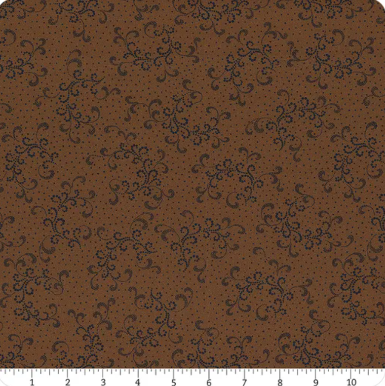 Indigo Neutrals - Dotted Curls Brown R021178D by Marcus Fabrics