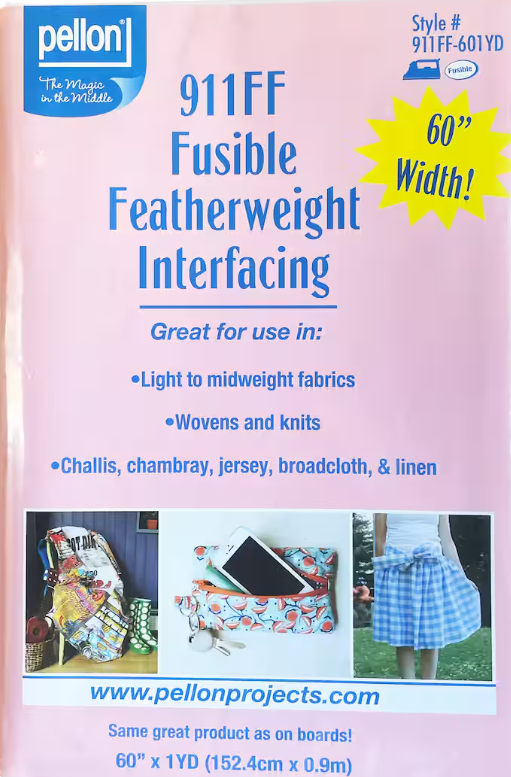 Pellon 911FF Fusible Featherweight Interfacing - 1 Yd x 60" Pkg